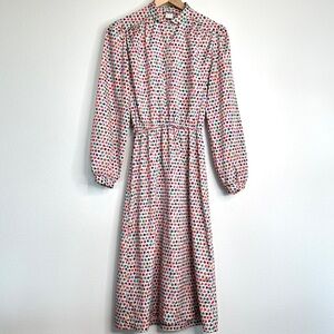 Vintage 70s Mel Naftal Dress Sz M (10) Multicolor Scribbles Artsy Blouson Retro